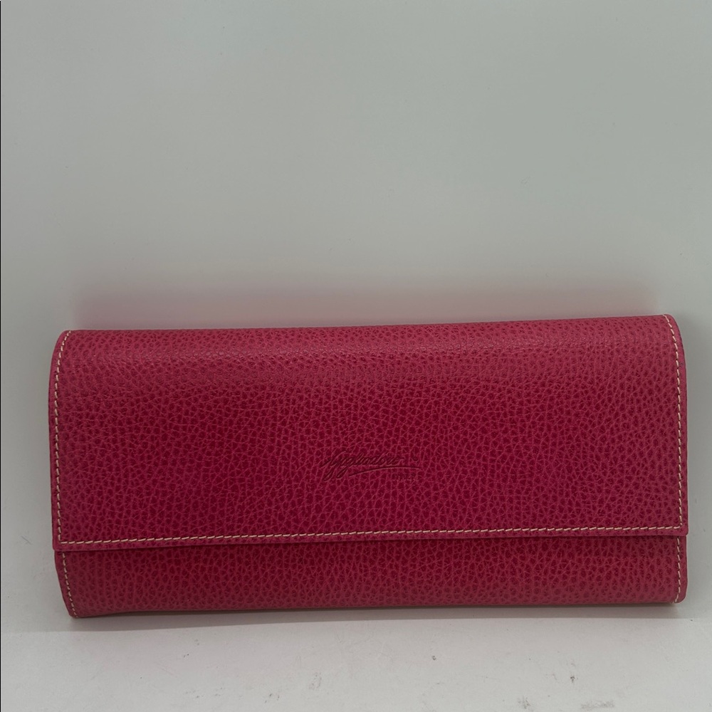 Gigliodoro Vintage Fuchsia Pink Pebbled Leather Bifold Wallet Clutch Purse 👛👛